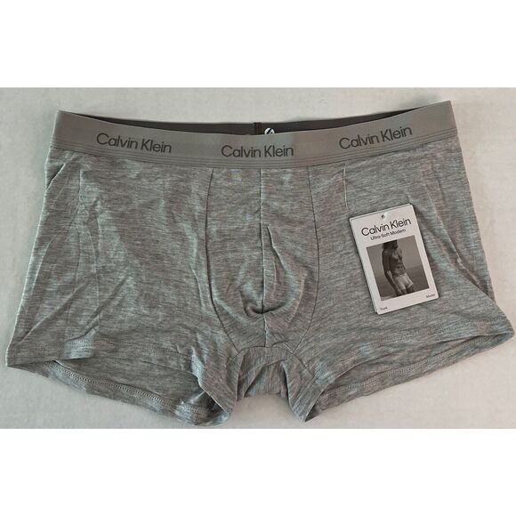 CALVIN KLEIN Ultra Soft Men’s Sz Large Modal Grey Gray Trunk Underwear - Picture 1 of 4
